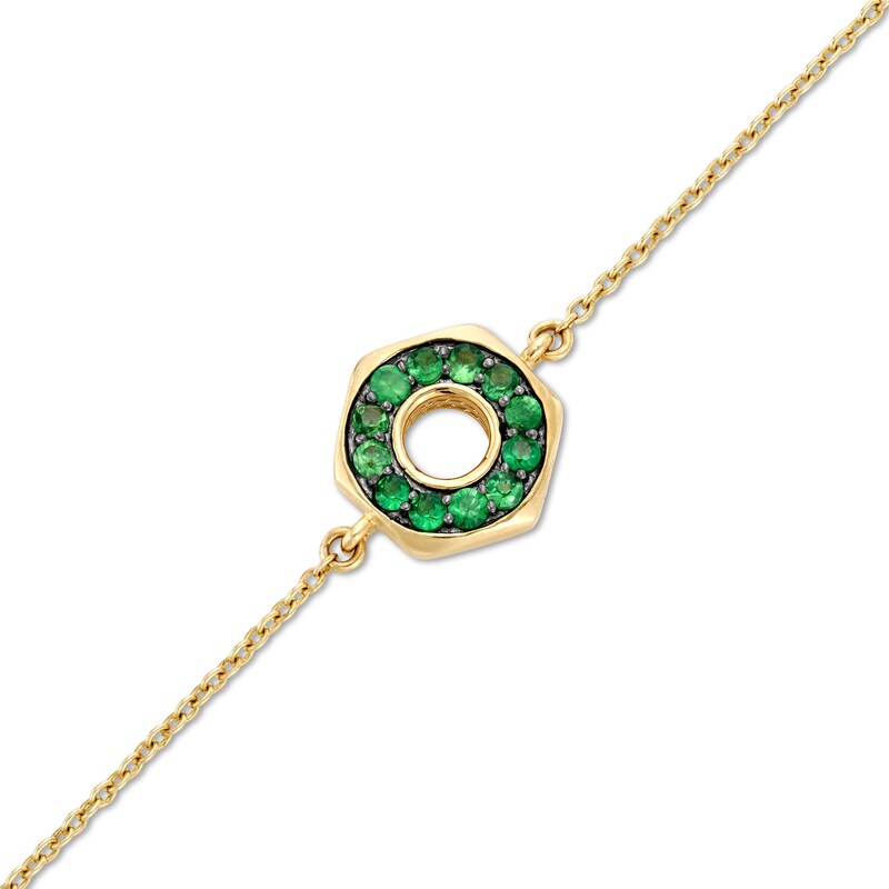 Main Image 1 of Tsavorite Circle Hexagon Bracelet in 10K Gold