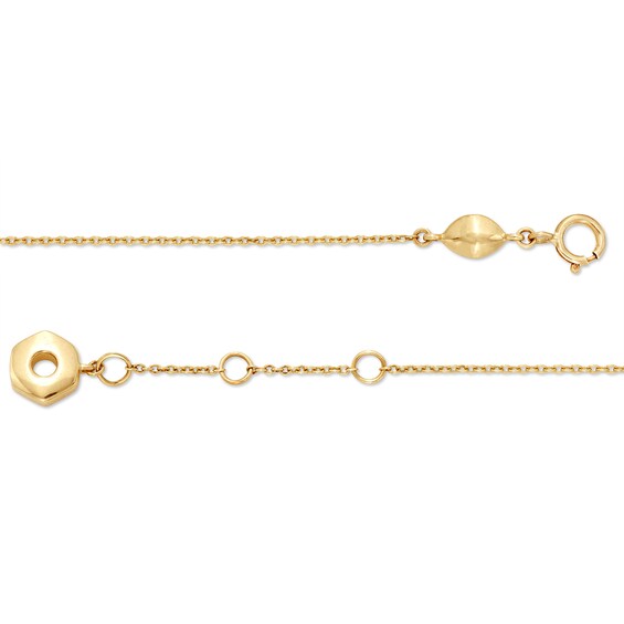 Tsavorite Circle Hexagon Bracelet in 10K Gold