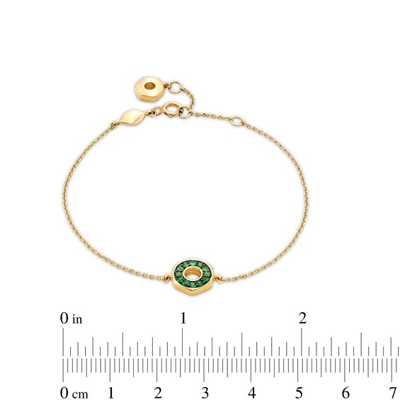 Tsavorite Circle Hexagon Bracelet in 10K Gold