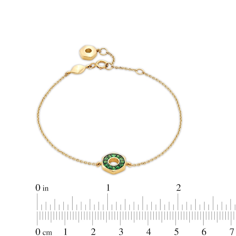 Main Image 4 of Tsavorite Circle Hexagon Bracelet in 10K Gold