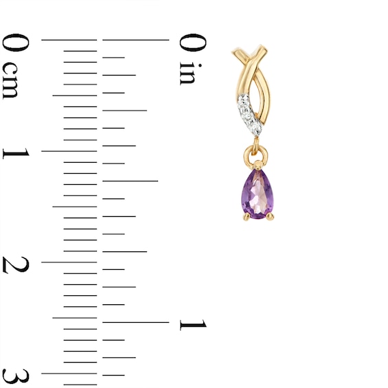 Pear-Shaped Amethyst and Diamond Accent Dangle Ichthus Drop Earrings in 10K Gold