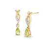 Thumbnail Image 1 of Pear-Shaped Peridot and Diamond Accent Dangle Ichthus Drop Earrings in 10K Gold