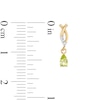 Thumbnail Image 3 of Pear-Shaped Peridot and Diamond Accent Dangle Ichthus Drop Earrings in 10K Gold