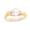 Thumbnail Image 0 of 6.0mm Freshwater Cultured Pearl and Diamond Accent Looping Infinity Ring in 10K Gold