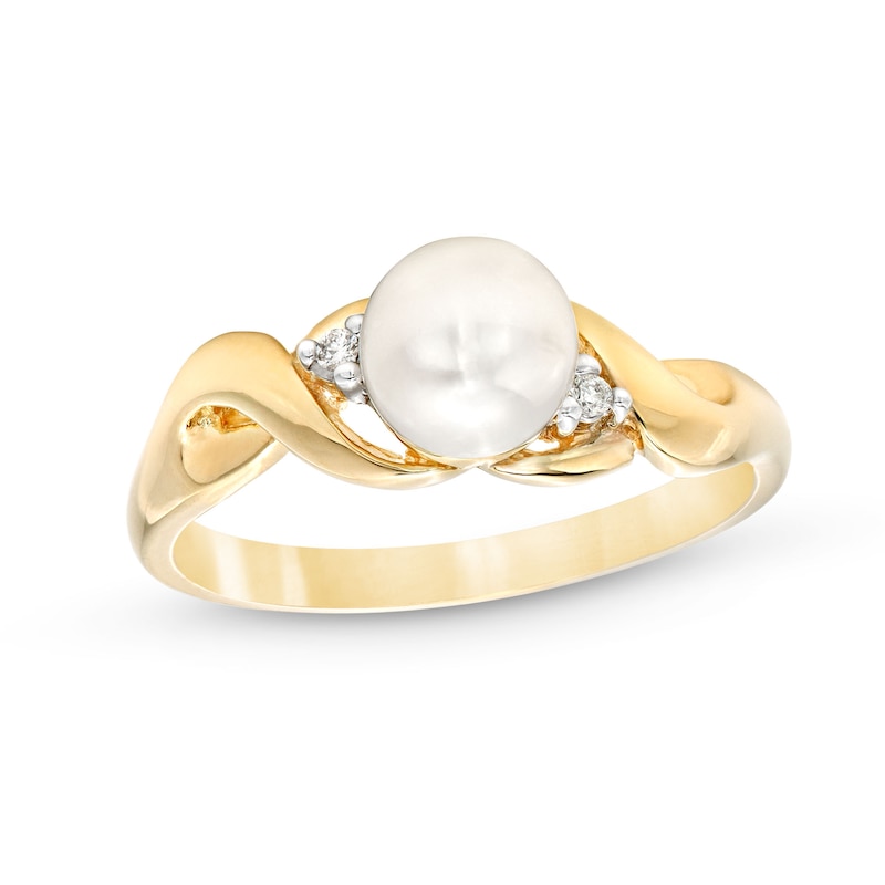 6.0mm Freshwater Cultured Pearl and Diamond Accent Looping Infinity Ring in 10K Gold