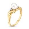 Thumbnail Image 2 of 6.0mm Freshwater Cultured Pearl and Diamond Accent Looping Infinity Ring in 10K Gold