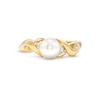 Thumbnail Image 3 of 6.0mm Freshwater Cultured Pearl and Diamond Accent Looping Infinity Ring in 10K Gold