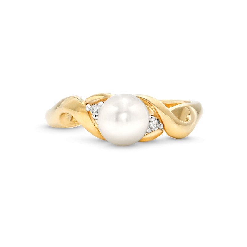 6.0mm Freshwater Cultured Pearl and Diamond Accent Looping Infinity Ring in 10K Gold