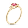 Thumbnail Image 2 of 5.0mm Cushion-Cut Lab-Created Ruby and 1/20 CT. T.W. Diamond Vintage-Style Ring in 10K Gold