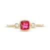 Thumbnail Image 3 of 5.0mm Cushion-Cut Lab-Created Ruby and 1/20 CT. T.W. Diamond Vintage-Style Ring in 10K Gold