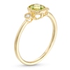 Thumbnail Image 2 of 5.0mm Cushion-Cut Peridot and 1/20 CT. T.W. Diamond Vintage-Style Ring in 10K Gold