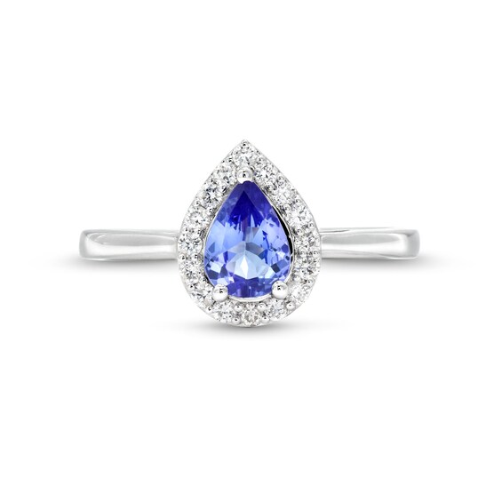 Pear-Shaped Tanzanite and 1/5 CT. T.w. Diamond Frame Ring in 10K White Gold