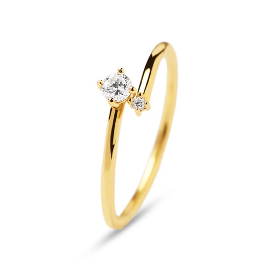 PDPAOLAâ¢ at Zales 1/10 CT. T.W. Lab-Grown Diamond Duo Bypass Ring in 18K Gold