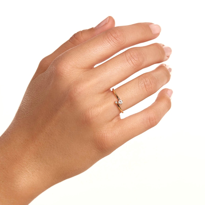 Main Image 3 of PDPAOLA™ at Zales 1/10 CT. T.W. Lab-Grown Diamond Duo Bypass Ring in 18K Gold