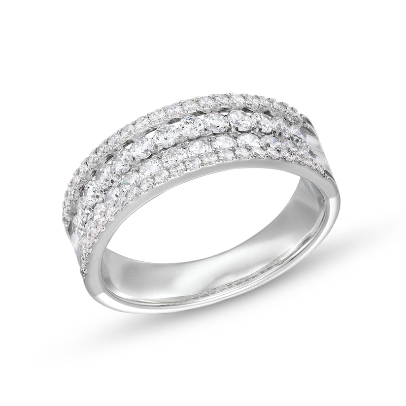 Main Image 1 of 1 CT. T.W. Diamond Edge Double Row Band in 14K White Gold