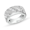 Thumbnail Image 0 of Men's 3/4 CT. T.W. Diamond Slant Multi-Row Three Stone Band in 14K White Gold