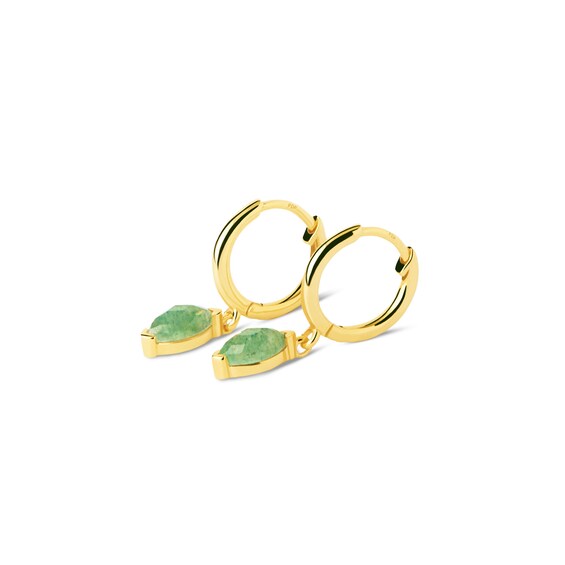 PDPAOLAâ¢ at Zales Marquise-Cut Aventurine Dangle Hoop Earrings in Sterling Silver with 18K Gold Plate