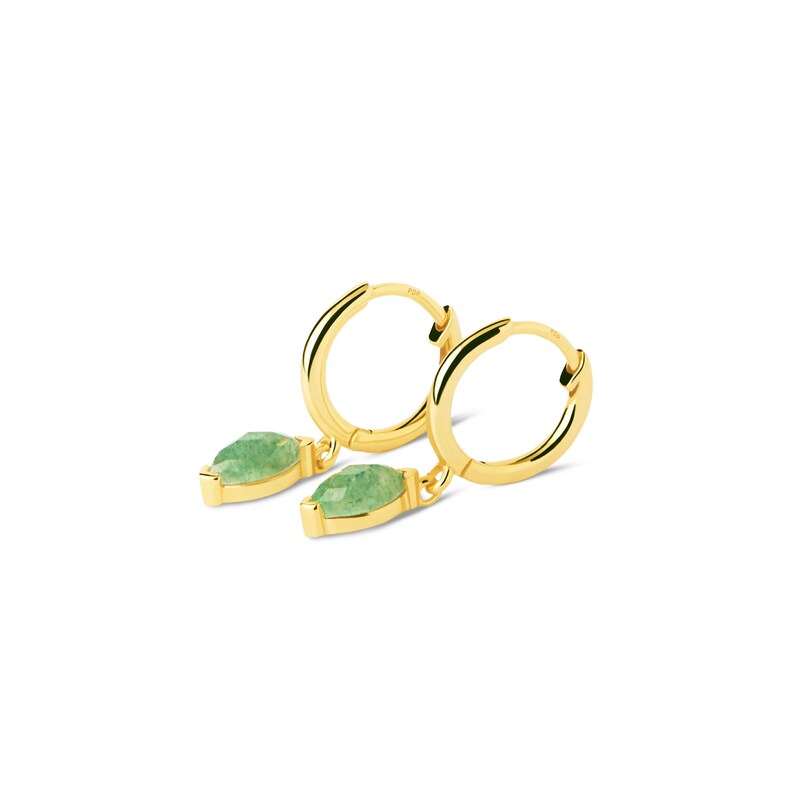 Main Image 2 of PDPAOLA™ at Zales Marquise-Cut Aventurine Dangle Hoop Earrings in Sterling Silver with 18K Gold Plate