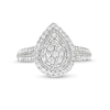 Thumbnail Image 4 of 1/2 CT. T.W. Pear Multi-Diamond Teardrop Frame Vintage-Style Engagement Ring in 10K White Gold