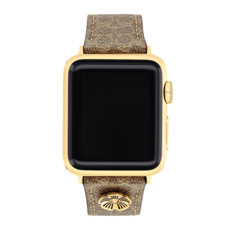 Main Image 1 of Ladies' Coach Apple Straps Tan Leather Interchangeable Replacement Band Smart Watch Attachment (Model: 14700235)