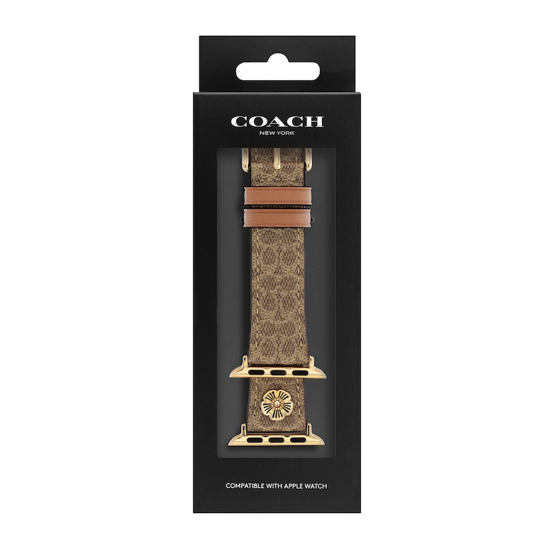 Main Image 2 of Ladies' Coach Apple Straps Tan Leather Interchangeable Replacement Band Smart Watch Attachment (Model: 14700235)