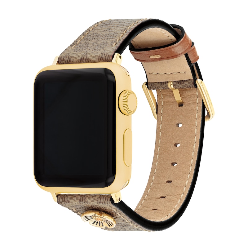 Main Image 3 of Ladies' Coach Apple Straps Tan Leather Interchangeable Replacement Band Smart Watch Attachment (Model: 14700235)