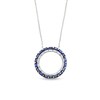 Thumbnail Image 1 of Baguette-Cut Blue Sapphire and 1/3 CT. T.W. Baguette-Cut Diamond Stacked Row Circle Necklace in 10K White Gold