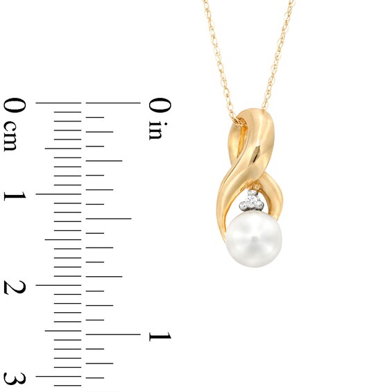 6.0mm Freshwater Cultured Pearl and Diamond Accent Looping Infinity Pendant in 10K Gold