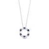 Thumbnail Image 1 of Alternating Blue Sapphire and 1/8 CT. T.W. Baguette Diamond Hexagon Pendant in 10K White Gold