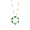 Thumbnail Image 0 of Alternating Emerald and 1/8 CT. T.W. Baguette Diamond Hexagon Pendant in 10K Gold