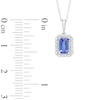Thumbnail Image 3 of Emerald-Cut Tanzanite and 1/8 CT. T.W. Diamond Frame Pendant in 10K White Gold