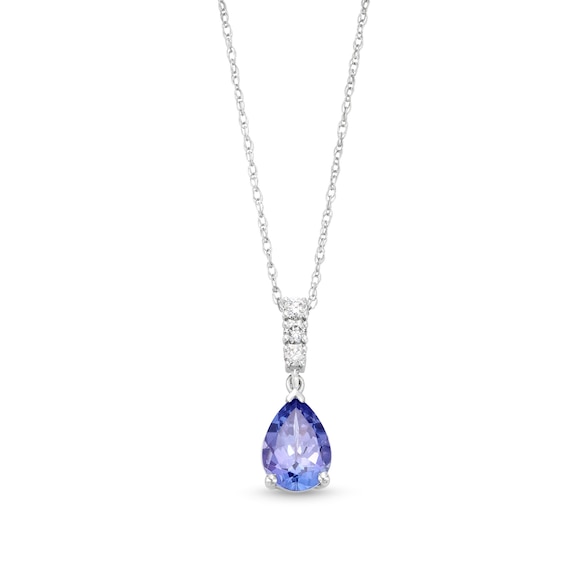 Pear-Shaped Tanzanite and 1/20 CT. T.w. Diamond Dangle Pendant in 10K White Gold