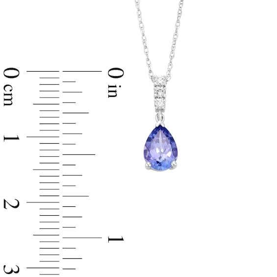 Pear-Shaped Tanzanite and 1/20 CT. T.w. Diamond Dangle Pendant in 10K White Gold