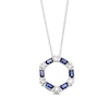 Thumbnail Image 1 of Alternating Baguette-Cut Blue Sapphire and 1/6 CT. T.W. Diamond Hexagon Pendant in 10K White Gold