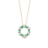 Thumbnail Image 0 of Alternating Baguette-Cut Emerald and 1/6 CT. T.W. Diamond Hexagon Pendant in 10K Gold