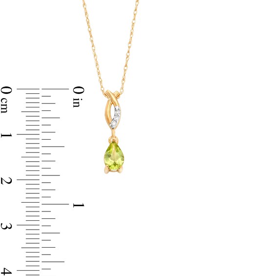 Pear-Shaped Peridot and Diamond Accent Dangle Ichthus Pendant in 10K Gold