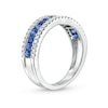 Thumbnail Image 2 of Baguette-Cut Blue Sapphire and 1/3 CT. T.W. Diamond Edge Band in 14K White Gold