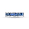 Thumbnail Image 3 of Baguette-Cut Blue Sapphire and 1/3 CT. T.W. Diamond Edge Band in 14K White Gold