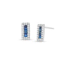 Thumbnail Image 1 of Sideways Baguette-Cut Blue Sapphire and 1/3 CT. T.W. Diamond Edge Stud Earrings in 14K White Gold