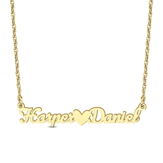 Couple's Script Name with Heart Necklace (2 Lines)