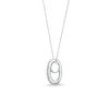 Thumbnail Image 2 of Sideways Baguette-Cut Blue Sapphire and 1/5 CT. T.W. Diamond Edge Pendant in 14K White Gold