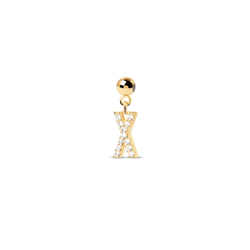 PDPAOLA™ at Zales Cubic Zirconia Letter "X" Initial Bead Charm in Sterling Silver with 18K Gold Plate