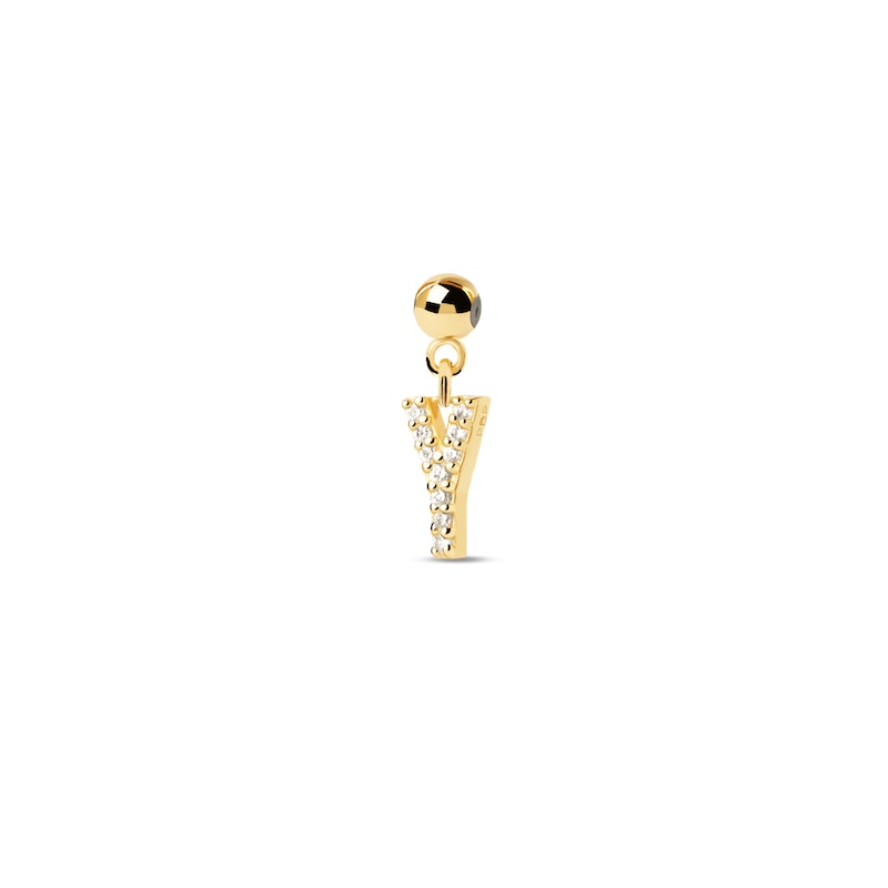 PDPAOLA™ at Zales Cubic Zirconia Letter "Y" Initial Bead Charm in Sterling Silver with 18K Gold Plate