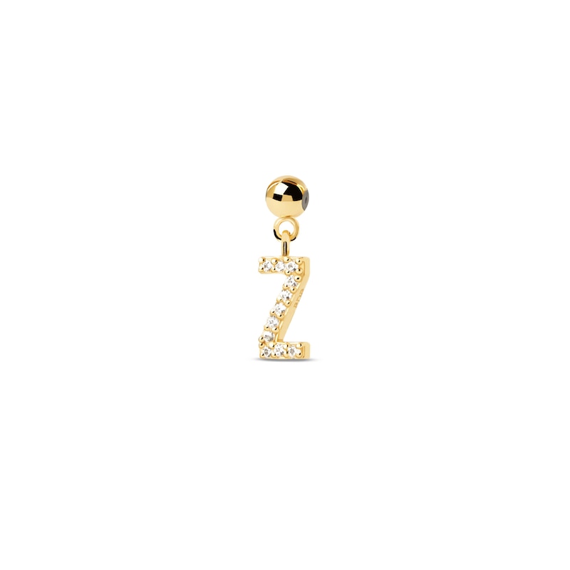 PDPAOLA™ at Zales Cubic Zirconia Letter "Z" Initial Bead Charm in Sterling Silver with 18K Gold Plate