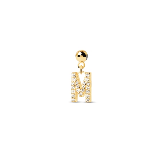 PDPAOLAâ¢ at Zales Cubic Zirconia Letter "M" Initial Bead Charm in Sterling Silver with 18K Gold Plate