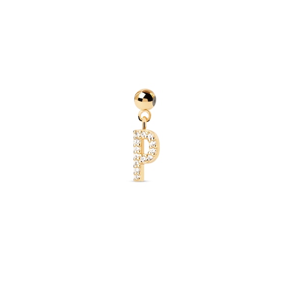 PDPAOLA⢠at Zales Cubic Zirconia Letter "P" Initial Bead Charm in Sterling Silver with 18K Gold Plate