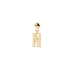 PDPAOLA™ at Zales Cubic Zirconia Letter "N" Initial Bead Charm in Sterling Silver with 18K Gold Plate