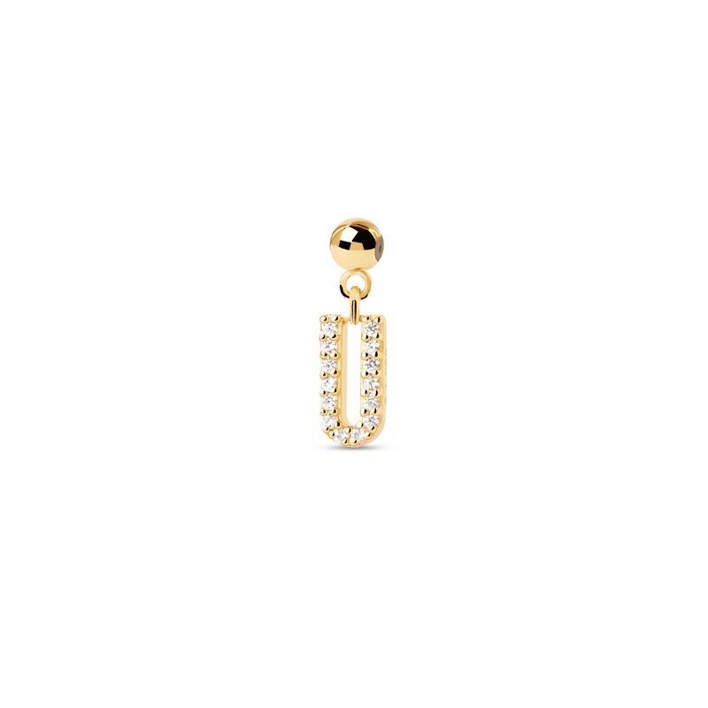 Main Image 1 of PDPAOLA™ at Zales Cubic Zirconia Letter "U" Initial Bead Charm in Sterling Silver with 18K Gold Plate