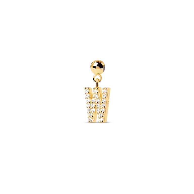 PDPAOLA™ at Zales Cubic Zirconia Letter "W" Initial Bead Charm in Sterling Silver with 18K Gold Plate