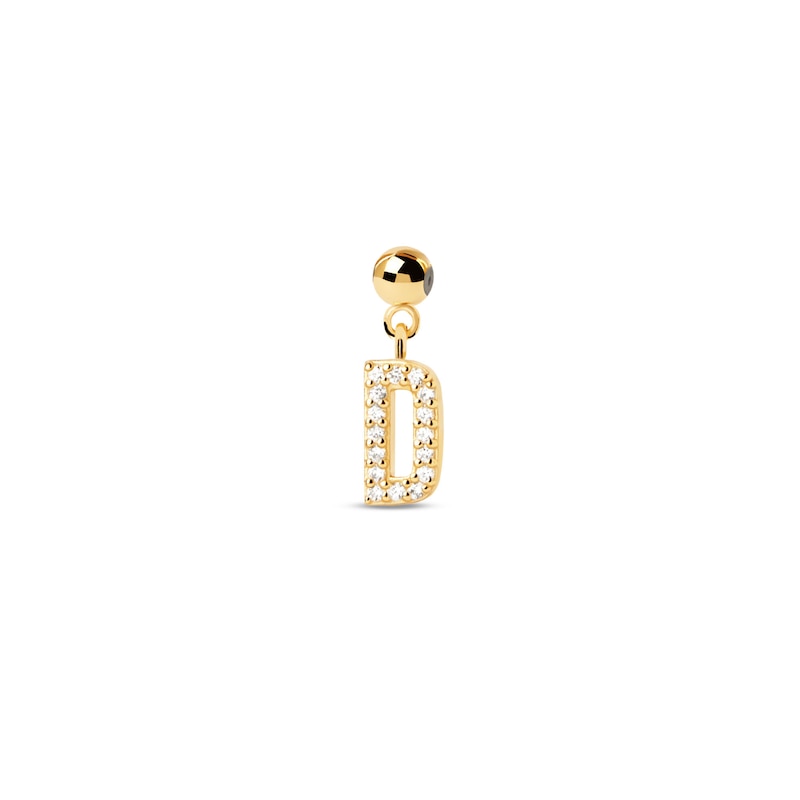 Main Image 1 of PDPAOLA™ at Zales Cubic Zirconia Letter "D" Initial Bead Charm in Sterling Silver with 18K Gold Plate